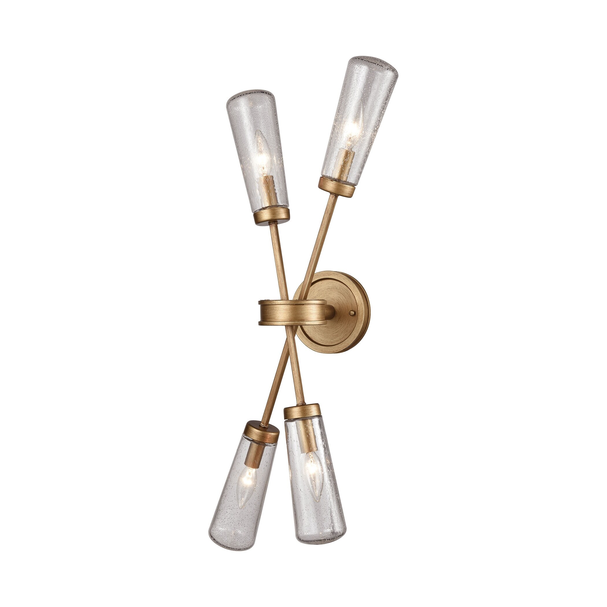 Xenia 4-Light Wall Lamp in Matte Gold with Seedy Glass - Matte Gold - Mycitystee