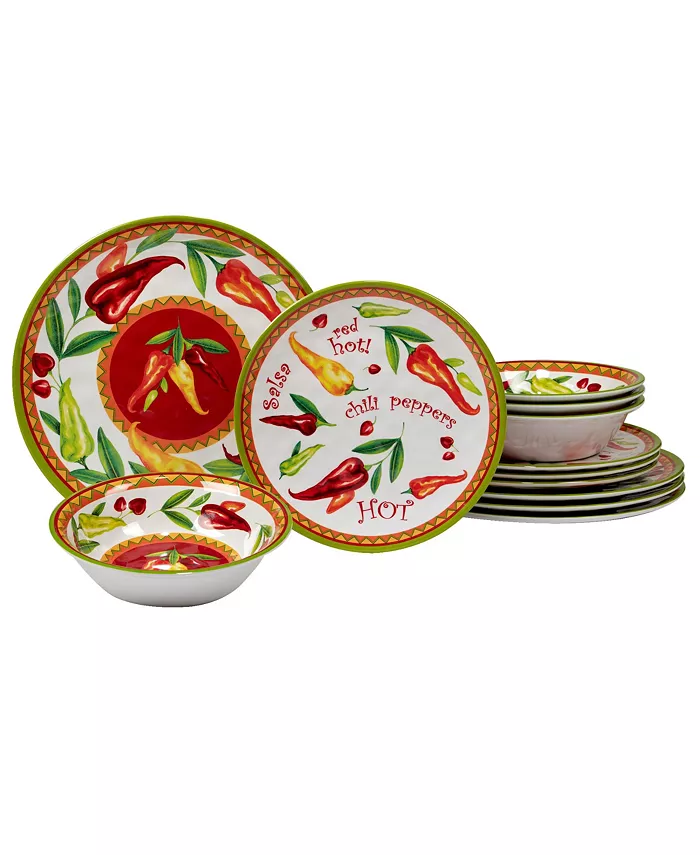 Certified International Certified Red Hot 12 Piece Melamine Dinnerware Set - Mycitystee