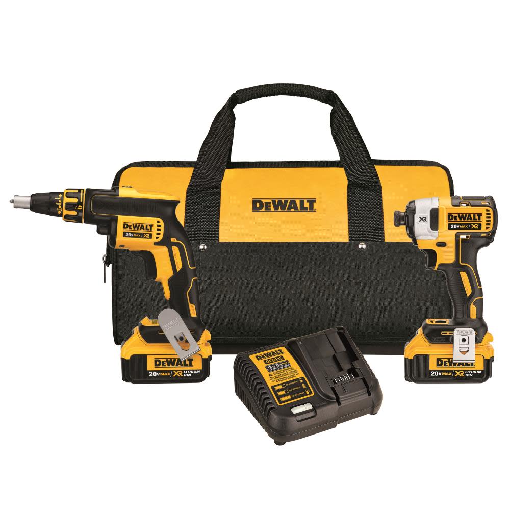 DEWALT 20 V MAX* XR Drywall Screwgun and Impact Driver Kit (4.0Ah) DCK267M2 from DEWALT - Mycitystee