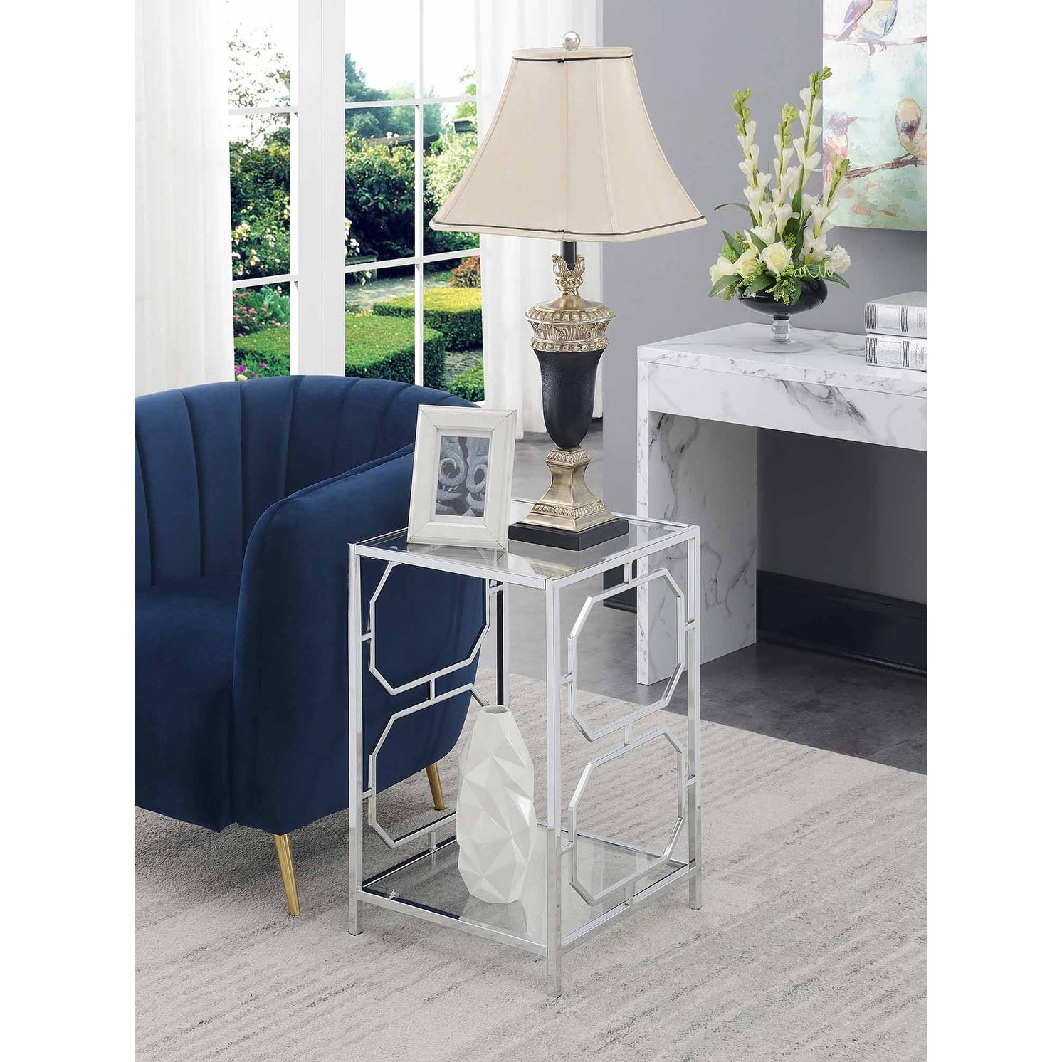 Silver Orchid Hitchie Chrome End Table - Mycitystee