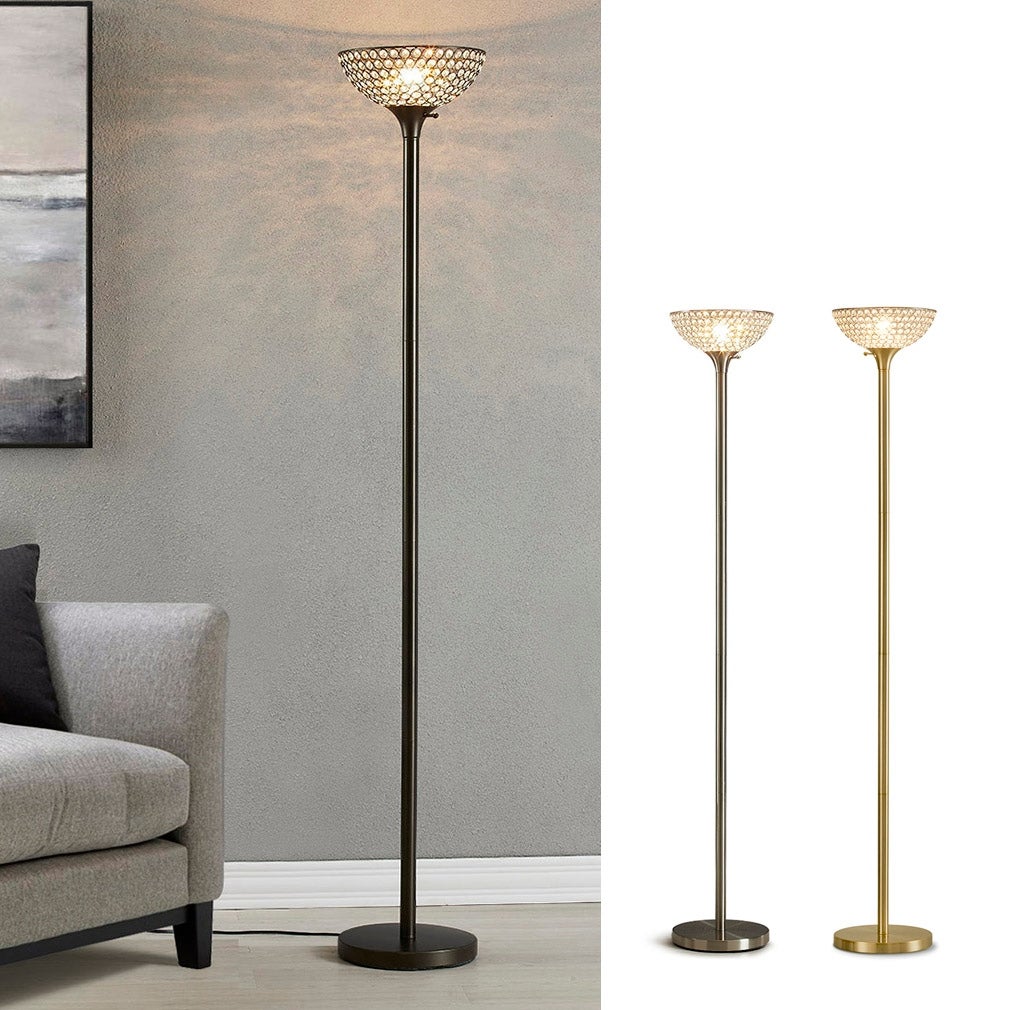 HOMEGLAM Lucie 71-inch Crystal Shade Torchiere Floor Lamp - Mycitystee
