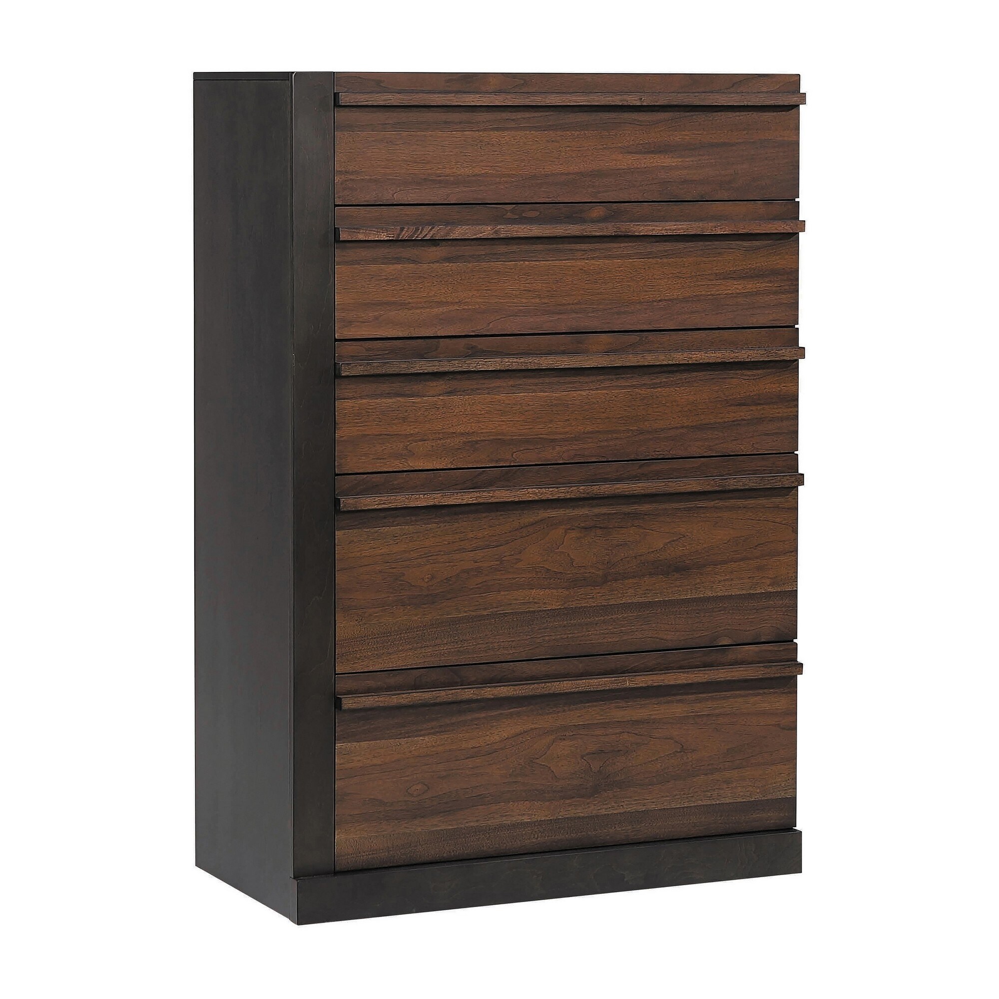 Ras 51 Inch 5 Drawer Tall Dresser Chest， Felt Lined Drawer， Walnut Brown - - 37962456 - Mycitystee