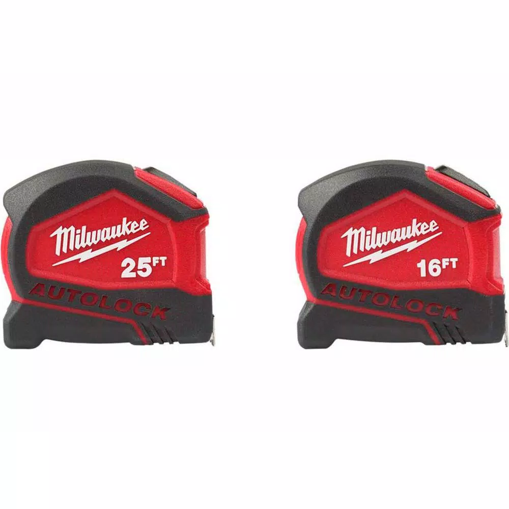 Milwaukee 25 ft. Compact Auto Lock Tape Measure with 16 ft. Compact Auto Lock Tape Measure and#8211; XDC Depot - Mycitystee