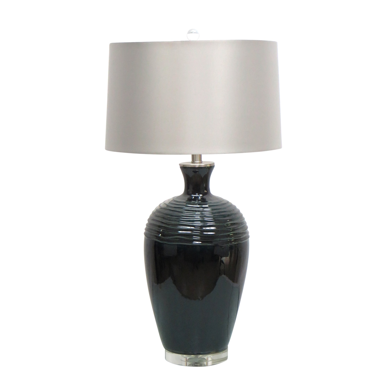 23.5-inch Black Ceramic Table Lamp with Crystal Base - Mycitystee