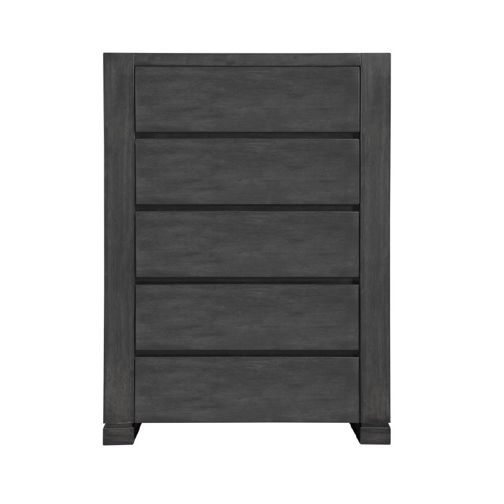 5 Drawers Wood Chest in Dark Grey Finish - - 37156931 - Mycitystee