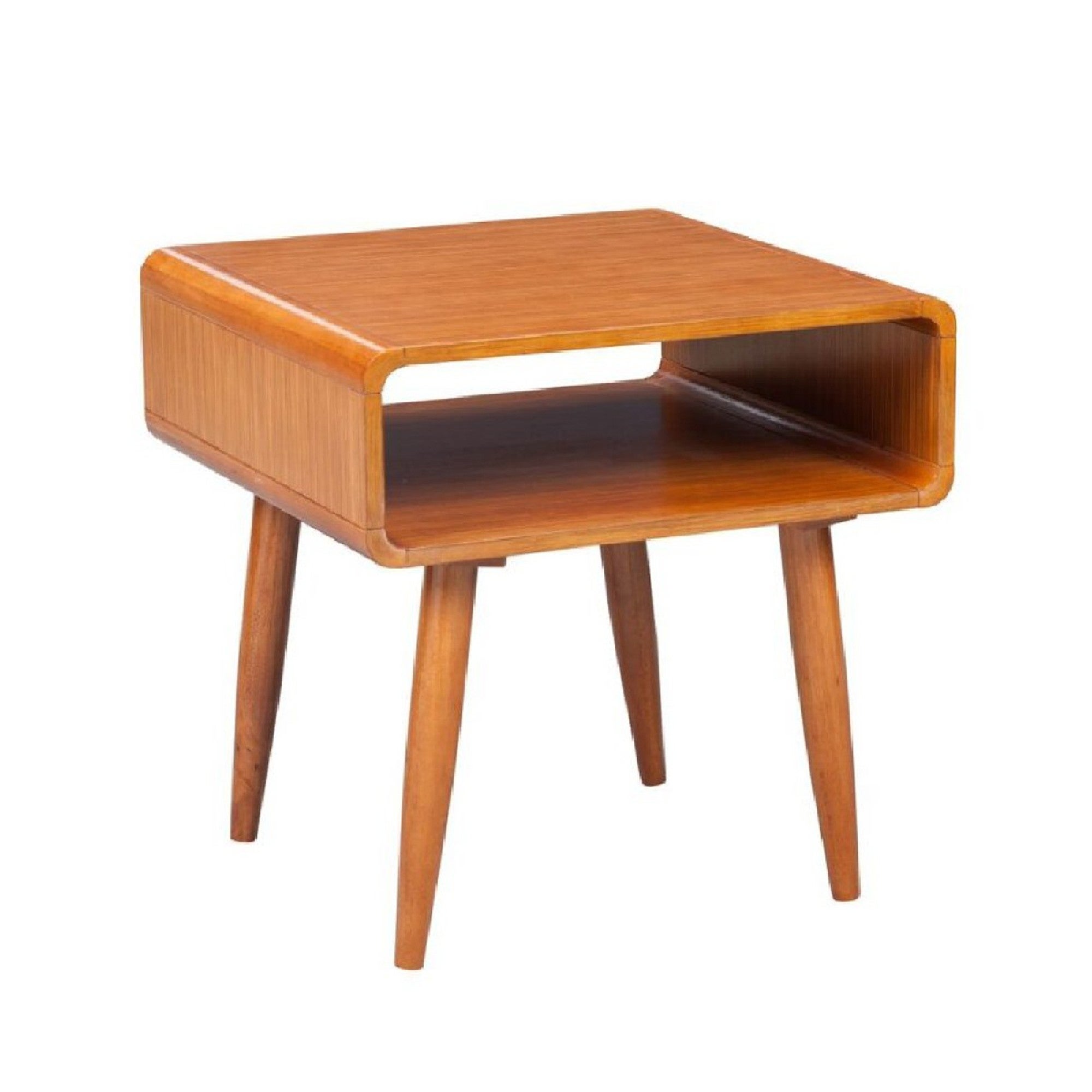 Rectangular Wooden End Table with Open Shelf and Splayed legs， Brown - Mycitystee