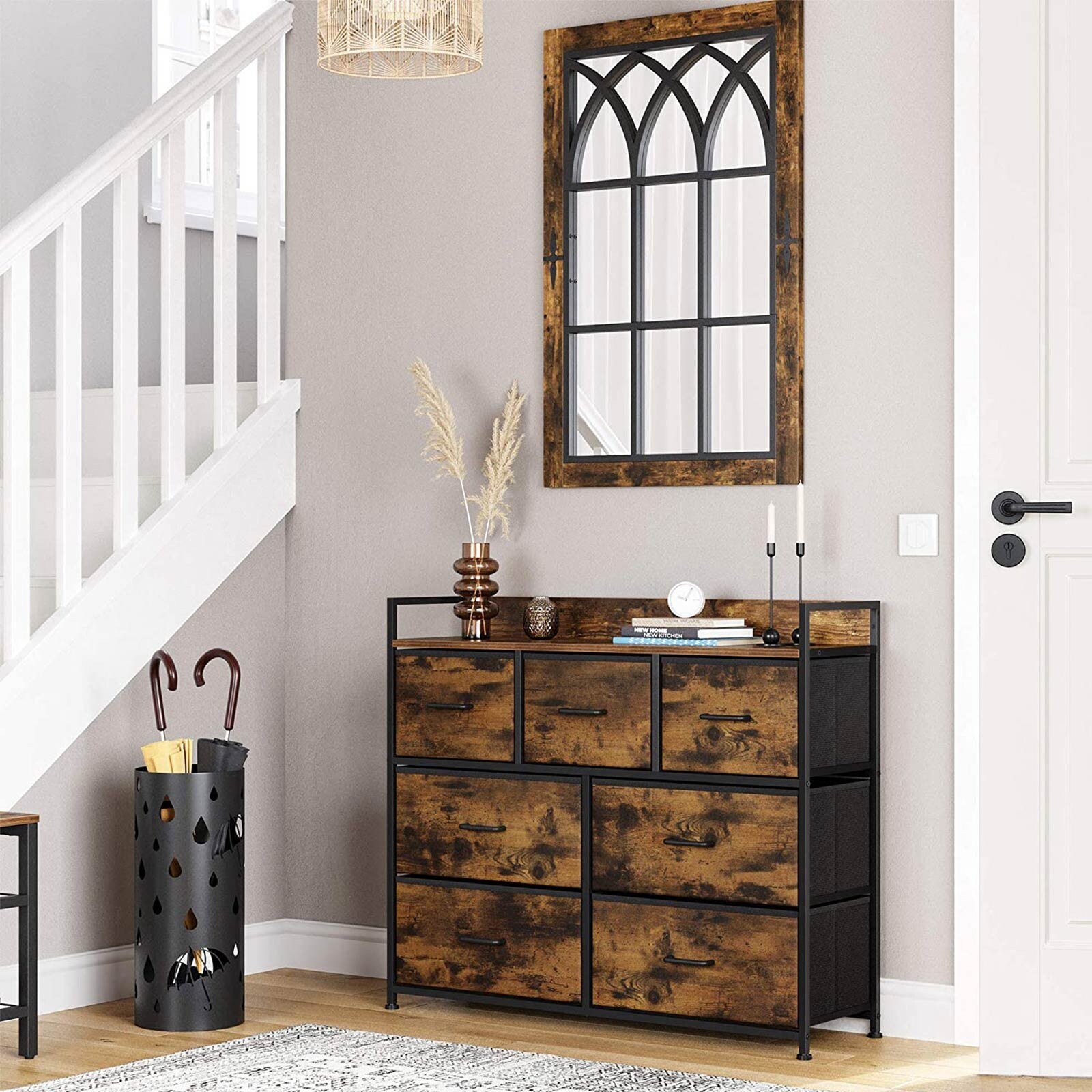 SONGMICS Drawer Dresser， Chest of Drawers， Closet Storage Dresser， 7 Fabric Drawers and Metal Frame with Handles - - 37002637 - Mycitystee