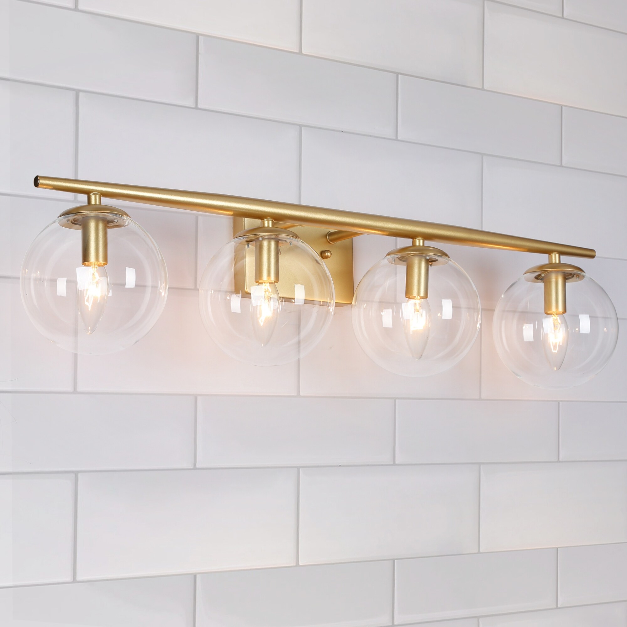 Modern Gold 4/ 3-light Bathroom Vanity Lights Glass Globe Wall Sconces - Mycitystee