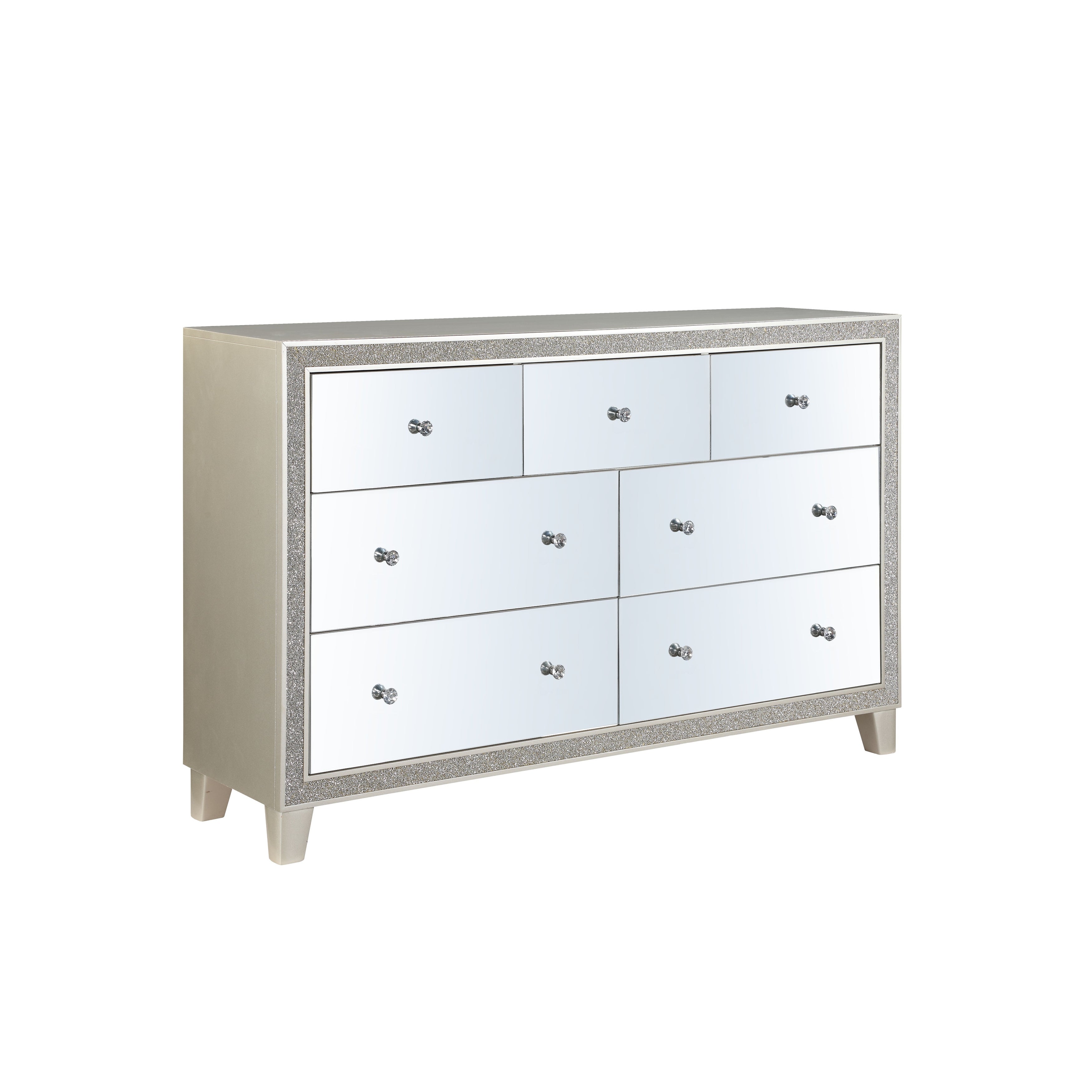 Global Pronex 3 Tier Wooden Dresser with 7 Drawers in Mirrored and Champagne Finish - - 35478803 - Mycitystee
