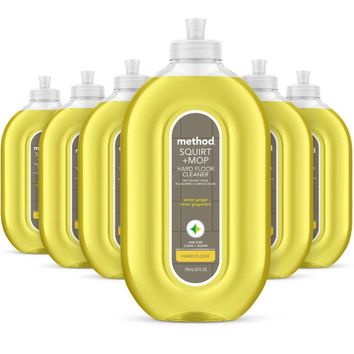 Method Squirt + Mop Hard Floor Cleaner， 25 oz Spray Bottle， Lemon Ginger， 6/Carton (00563CT) - Mycitystee