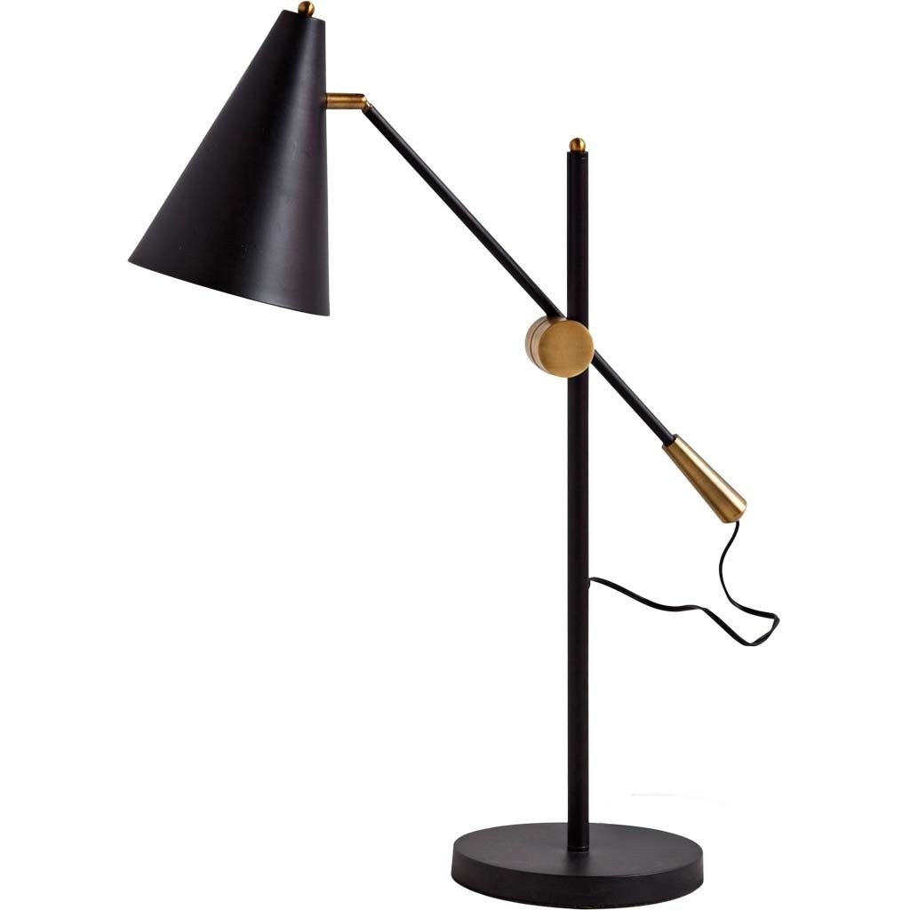 Sleek Black and Gold Cone Adjustable Table or Desk Lamp - 26