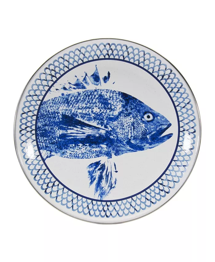 Golden Rabbit Fish Camp Enamelware Chargers， Set of 2 - Mycitystee