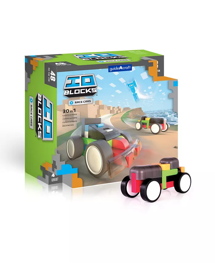 Guidecraft， Inc Guidecraft IO Blocks Race Cars - 48 Pieces Set - Mycitystee