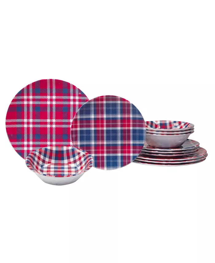 Certified International Certified Patriotic Plaid Melamine Dinnerware Collection - Mycitystee