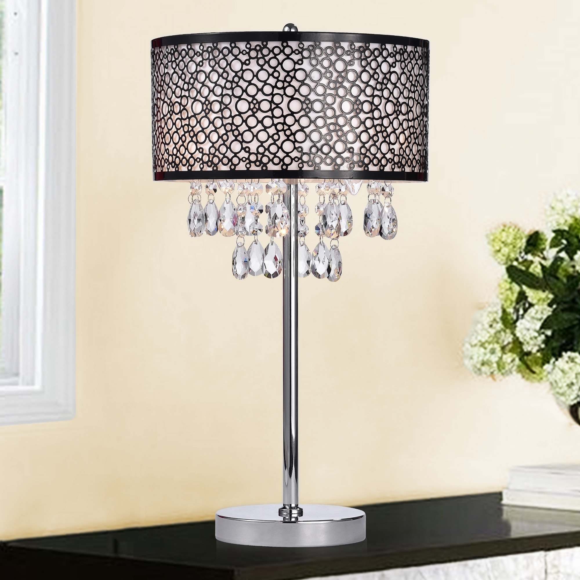 Kosmas Chrome 3-light Table Lamp with Crystals - Mycitystee
