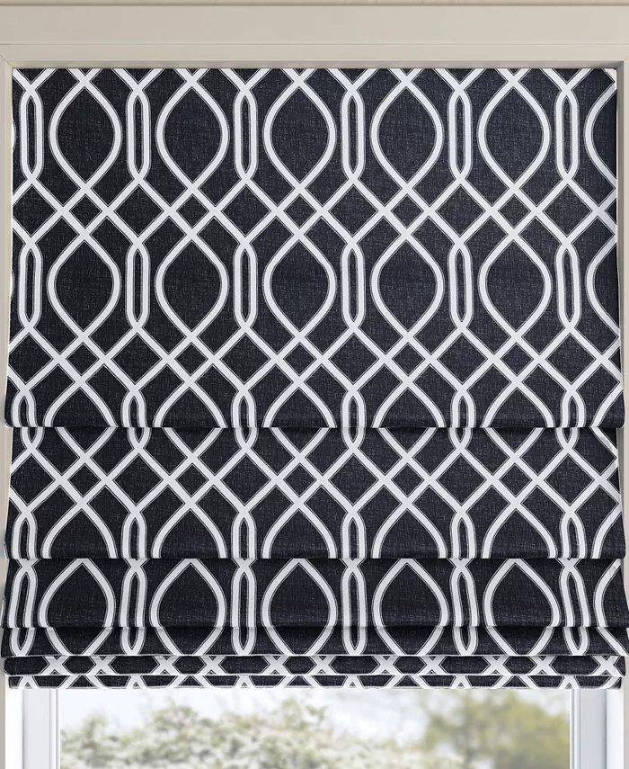 Sun Zero Detour Modern Trellis 100% Blackout Cordless Roman Shade Collection - Mycitystee