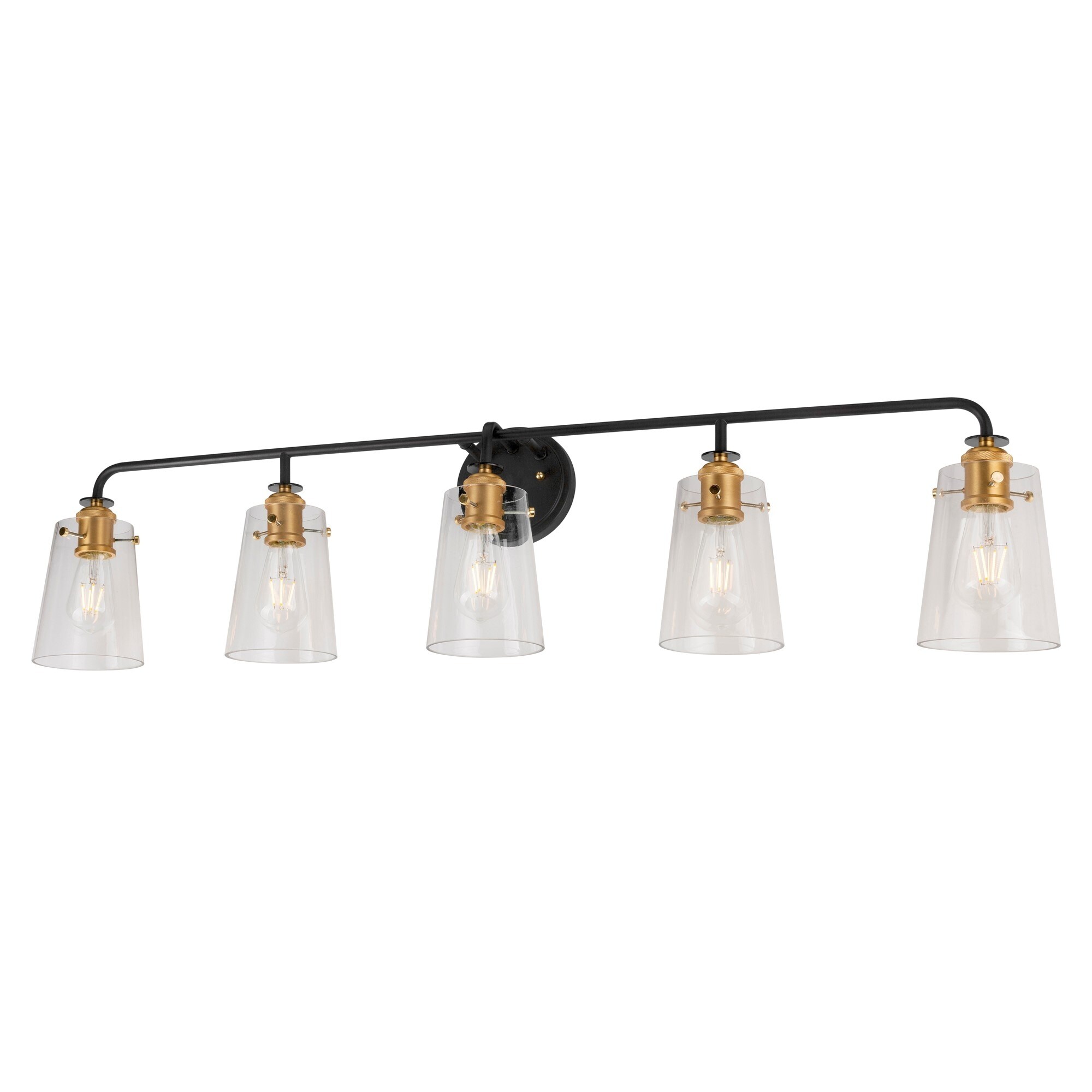 Ronna 5-Light Black and Soft Gold Bath Light with Clear Glass - Black and Soft Gold - Mycitystee