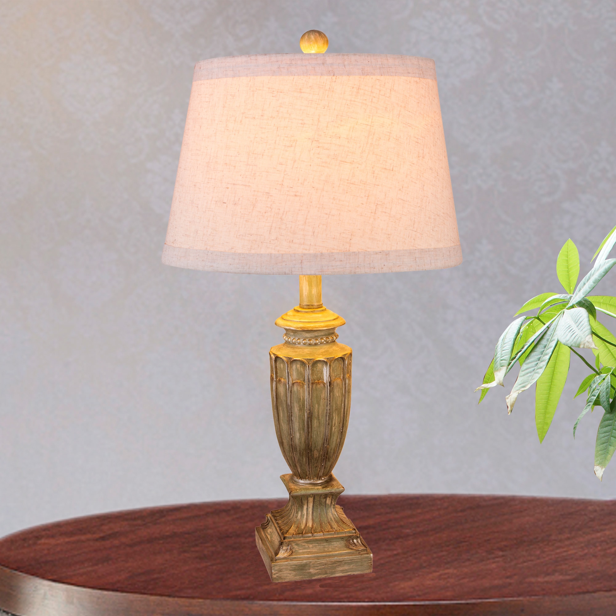 Fangio Lighting's 26 in. Resin Table Lamp in an Antique Beige Finish - Mycitystee