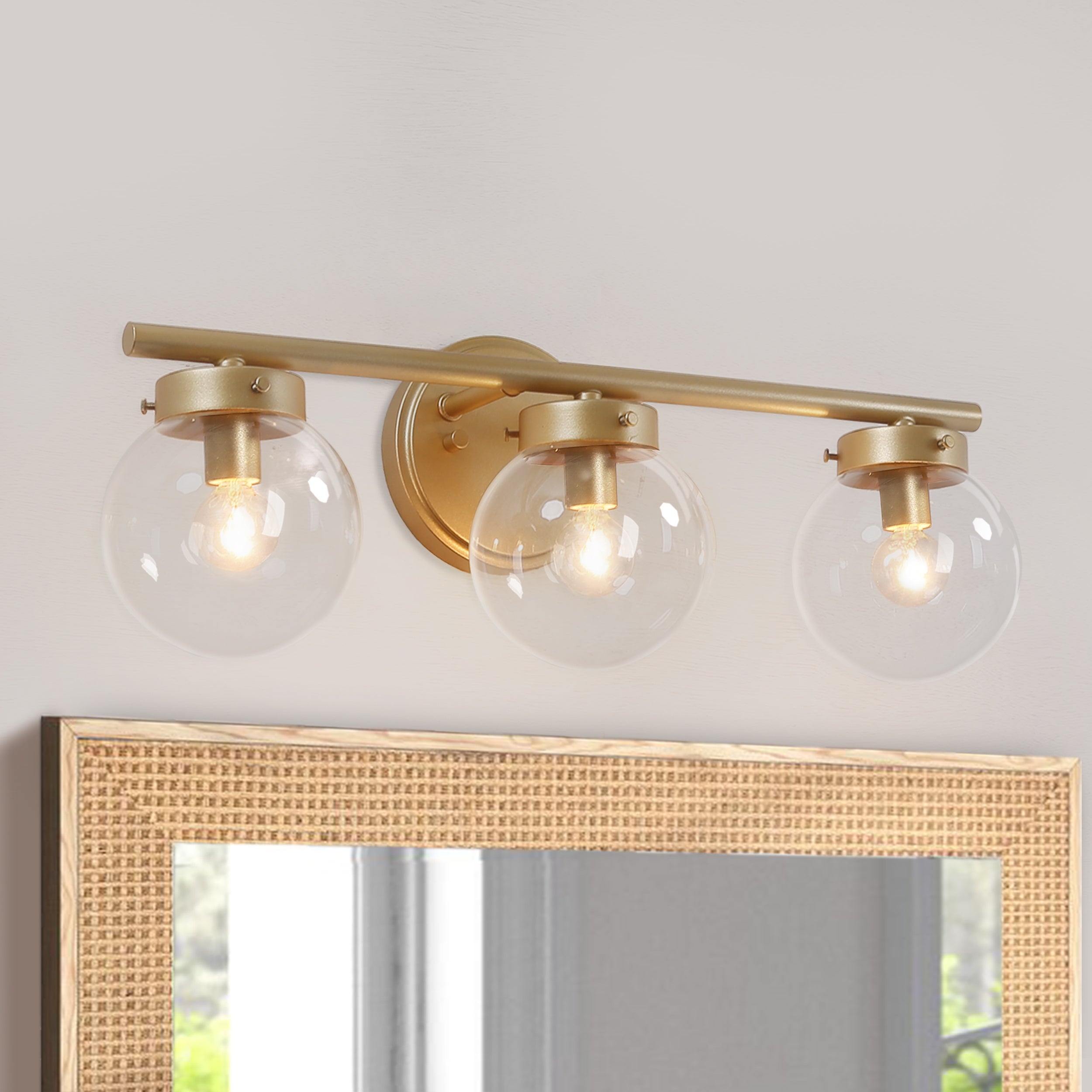 Rella Modern LED Bathroom Vanity Light Orb Glass Dimmable Wall Sconces for Powder Room - Mycitystee