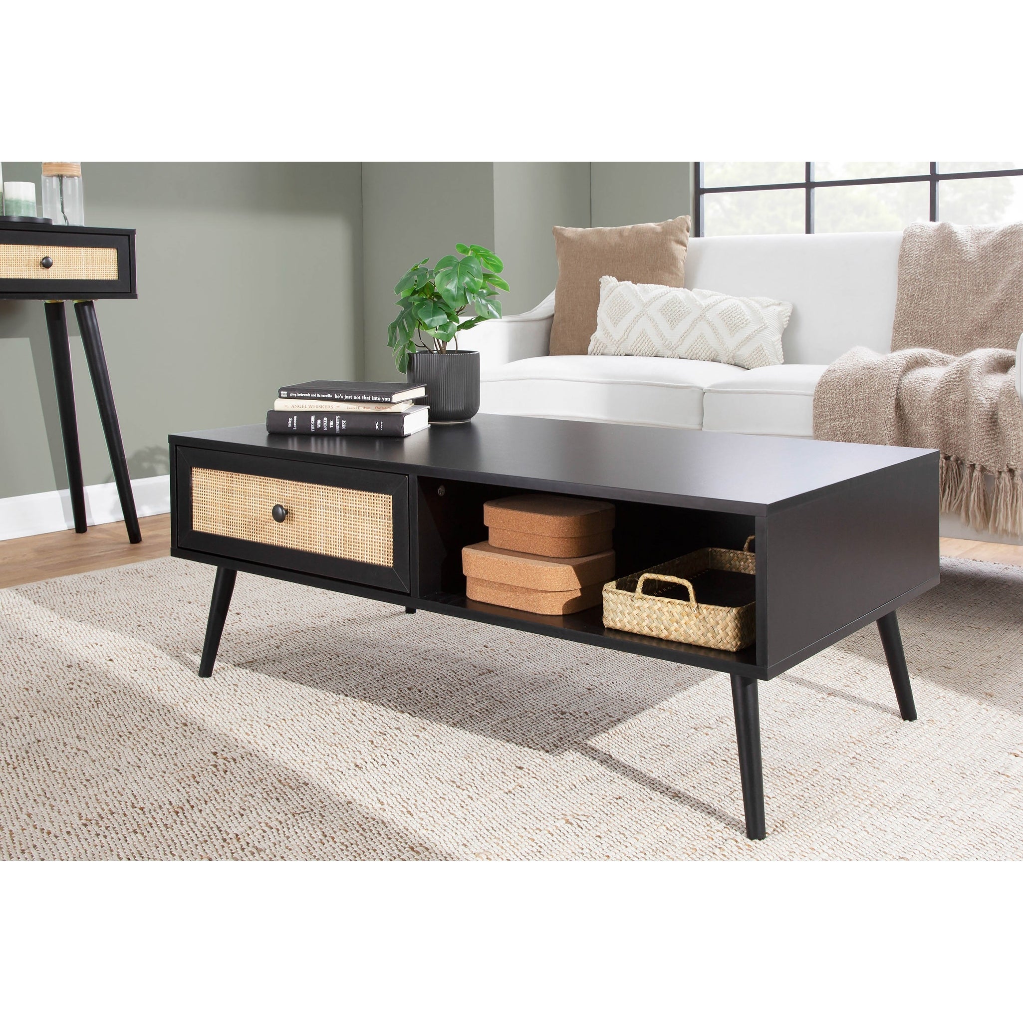 Ailani Coffee Table with Rattan Accent - Mycitystee