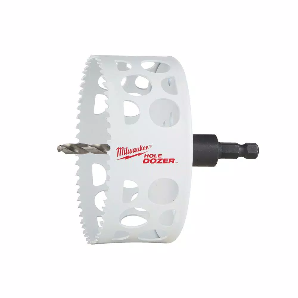 Milwaukee 4-1/2 in. HOLE DOZER Bi-Metal Hole Saw with 3/8 in. Arbor and Pilot Bit and#8211; XDC Depot - Mycitystee