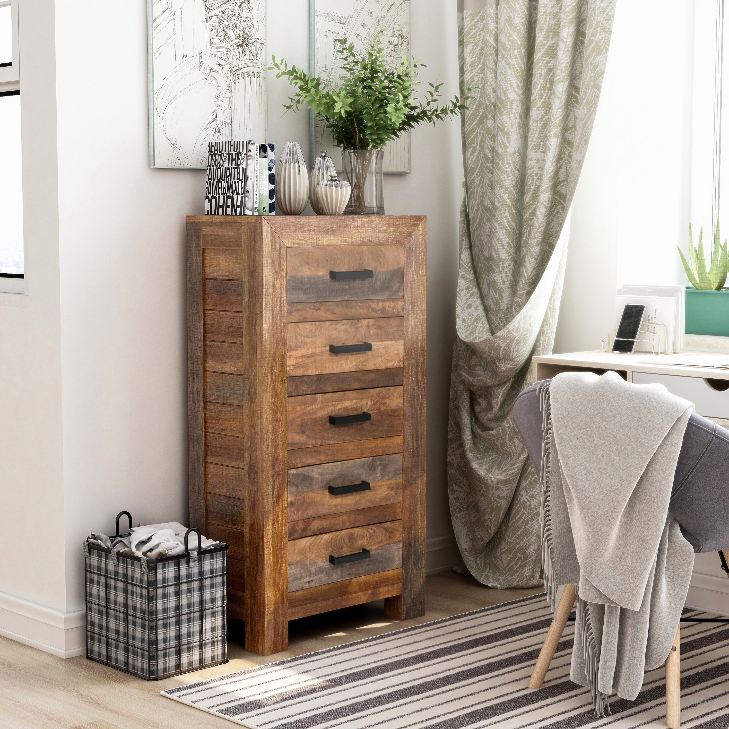 Furniture of America Anaisha Solid Mango Wood 5-drawer Chest - - 32898702 - Mycitystee