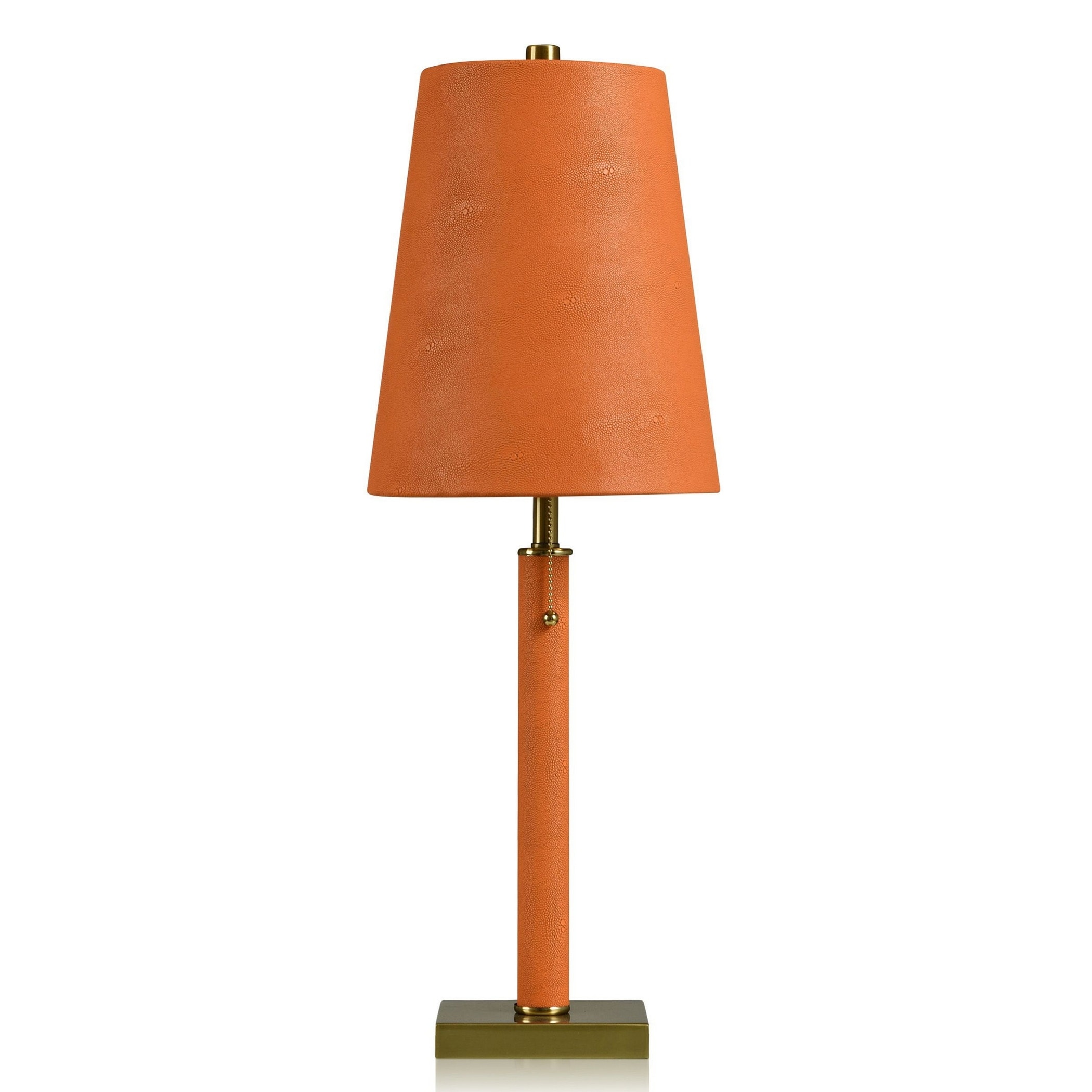 Dann Foley Lifestyle - Tall Table Lamp - Brushed Brass Finish - Orange Shagreen Shade - Mycitystee