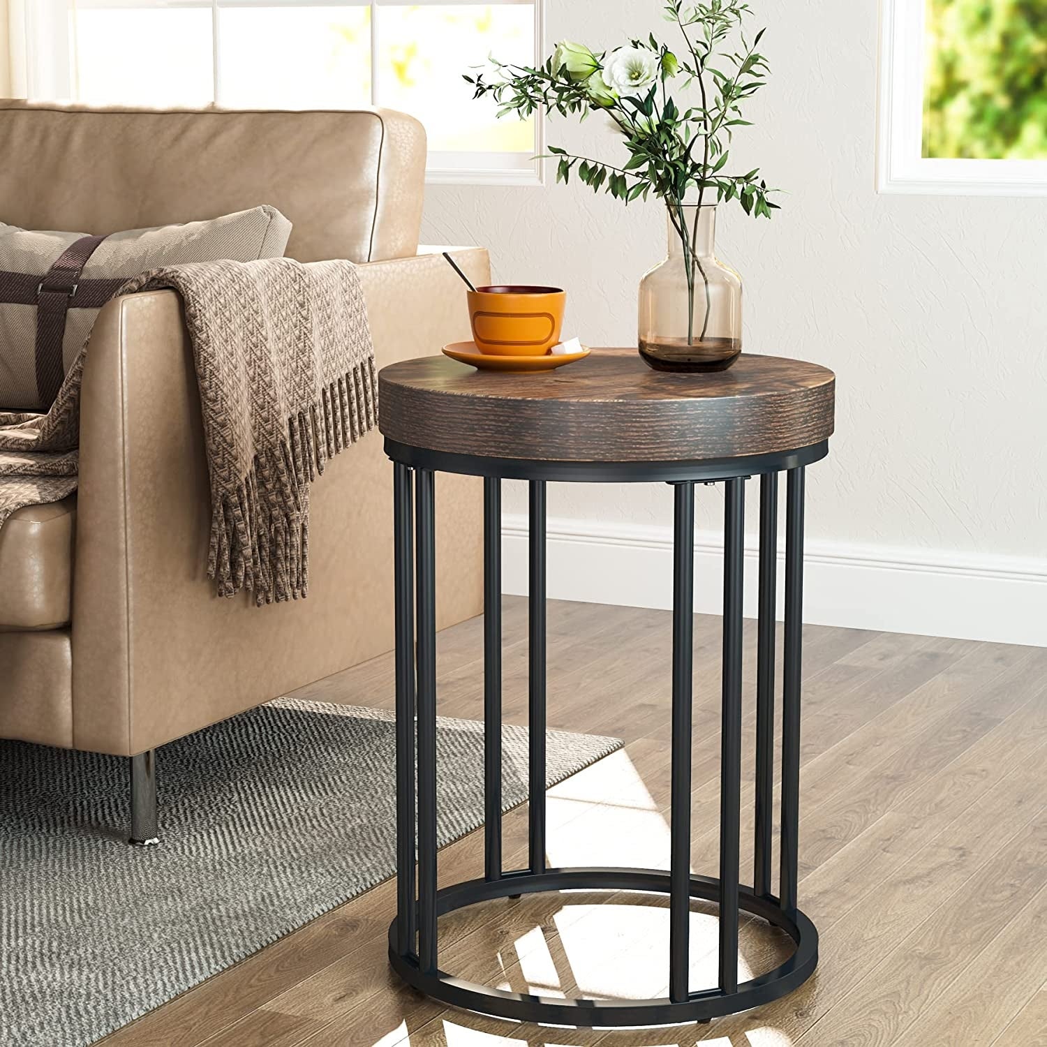 Side Table Modern Nightstand Round Side End Table Accent Coffee Table - Mycitystee