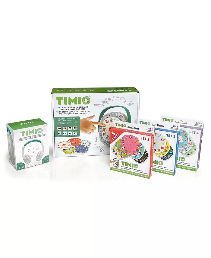 TIMIO Screenless Educational Audio and Music Player + 3 Disc Packs 20 discs total + Headset - Mycitystee