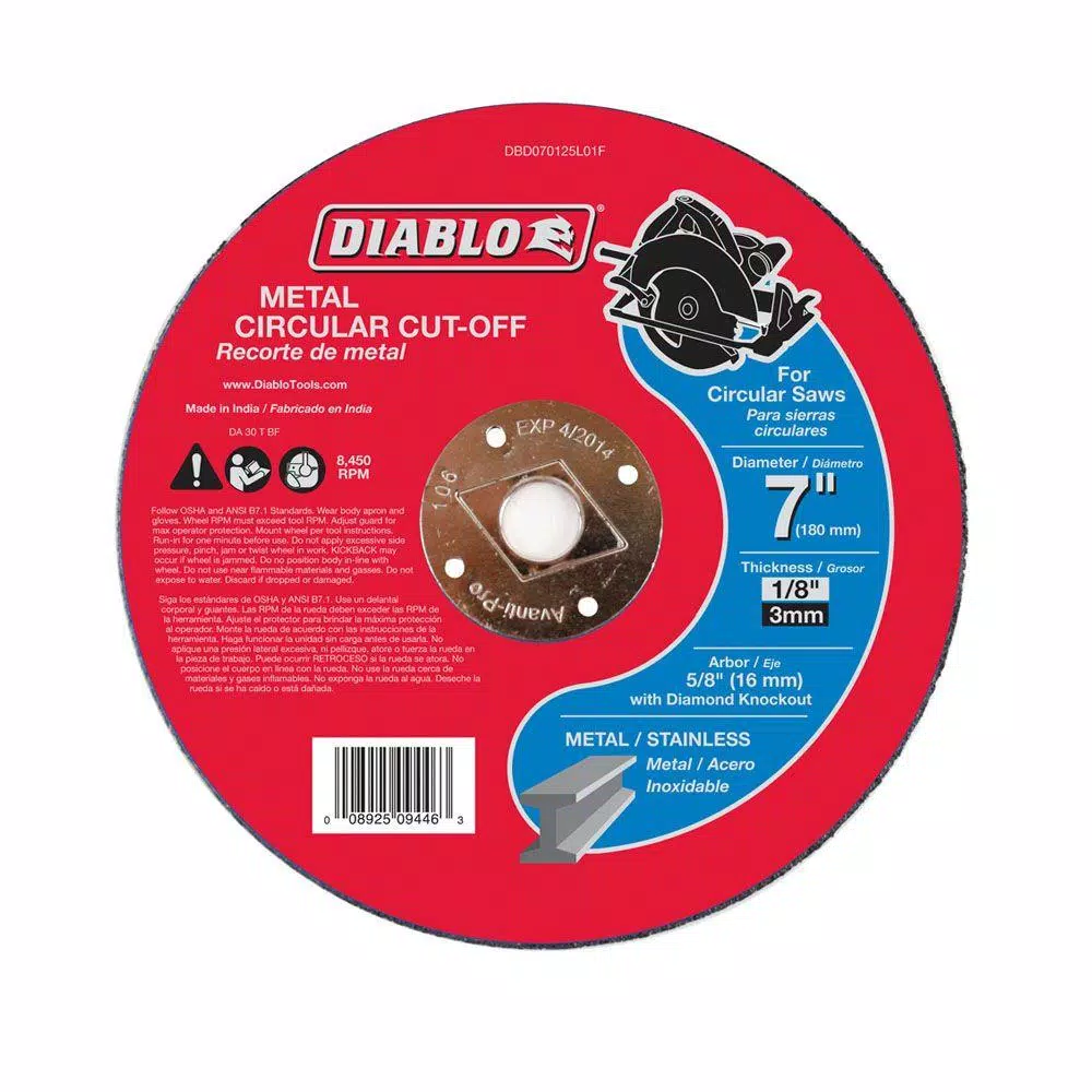 DIABLO 7 in. x 1/8 in. x 5/8 in. Metal Cut-Off Disc and#8211; XDC Depot - Mycitystee