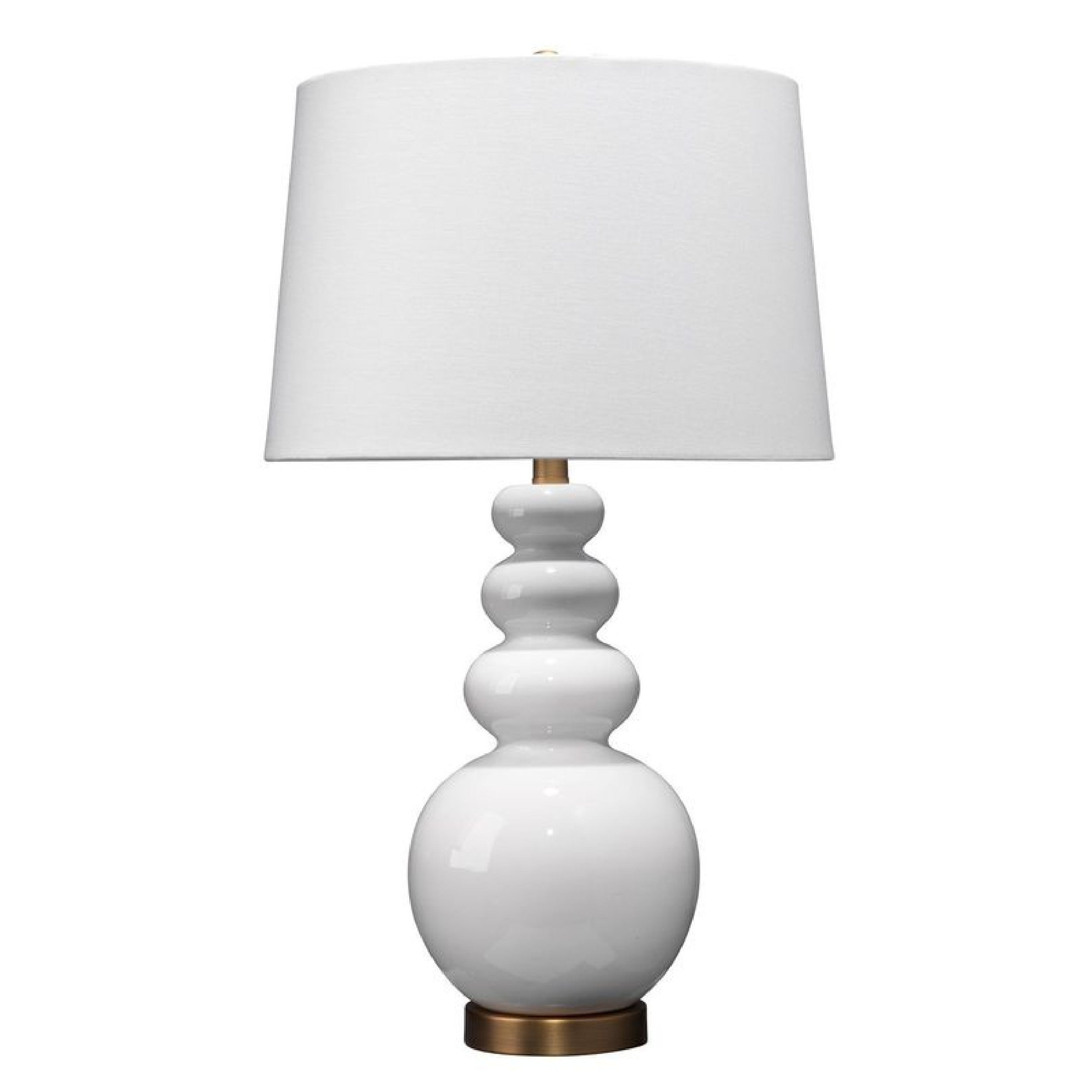 27 Inch Round Ceramic Stacked Ball Style Table Lamp， White - Mycitystee