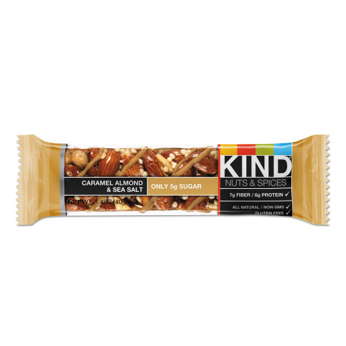 KIND Nuts and Spices Bar， Caramel Almond and Sea Salt， 1.4 oz Bar， 12/Box (18533) - Mycitystee