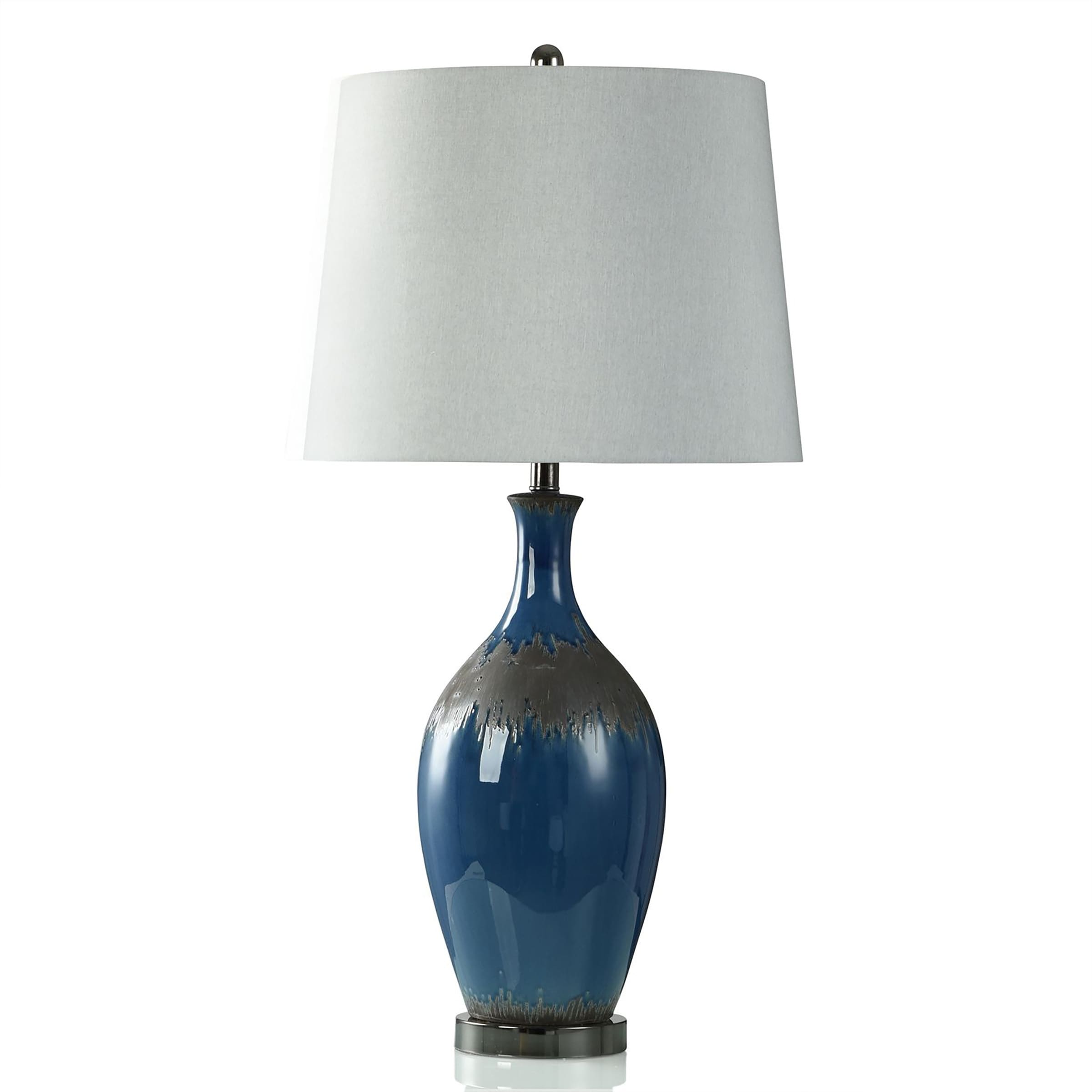 Bowie Blue Table Lamp - Two Tone Matte Black And Navy Glaze Base - Mycitystee