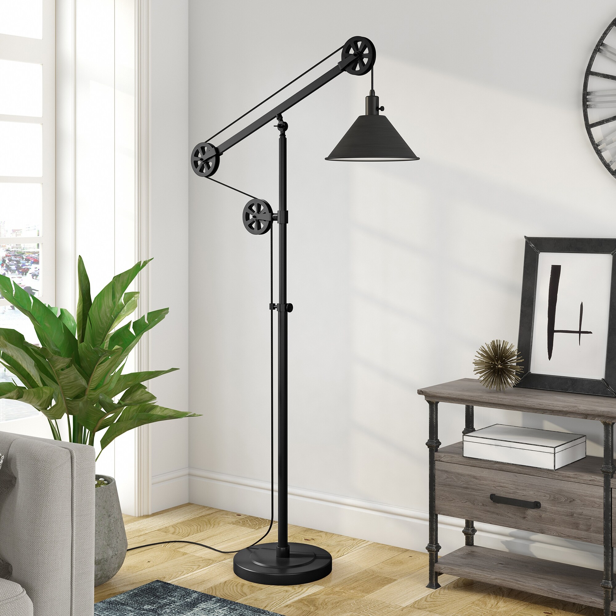 Devonshire Floor Lamp In Blackened Bronze With Pulley System - Mycitystee