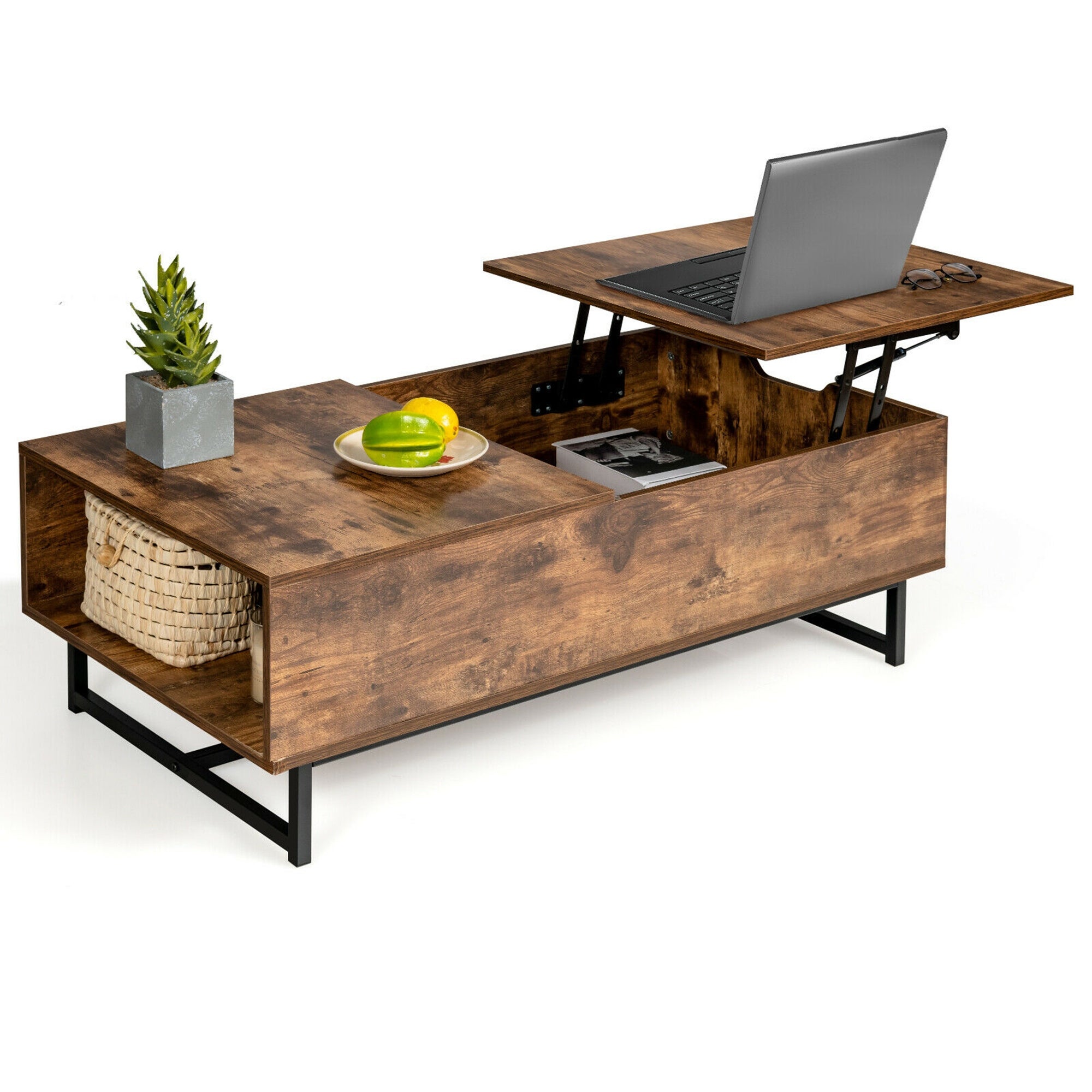 Gymax 43'' Lift Top CoffeeTable W/ Storage Compartment and Metal Frame - Mycitystee