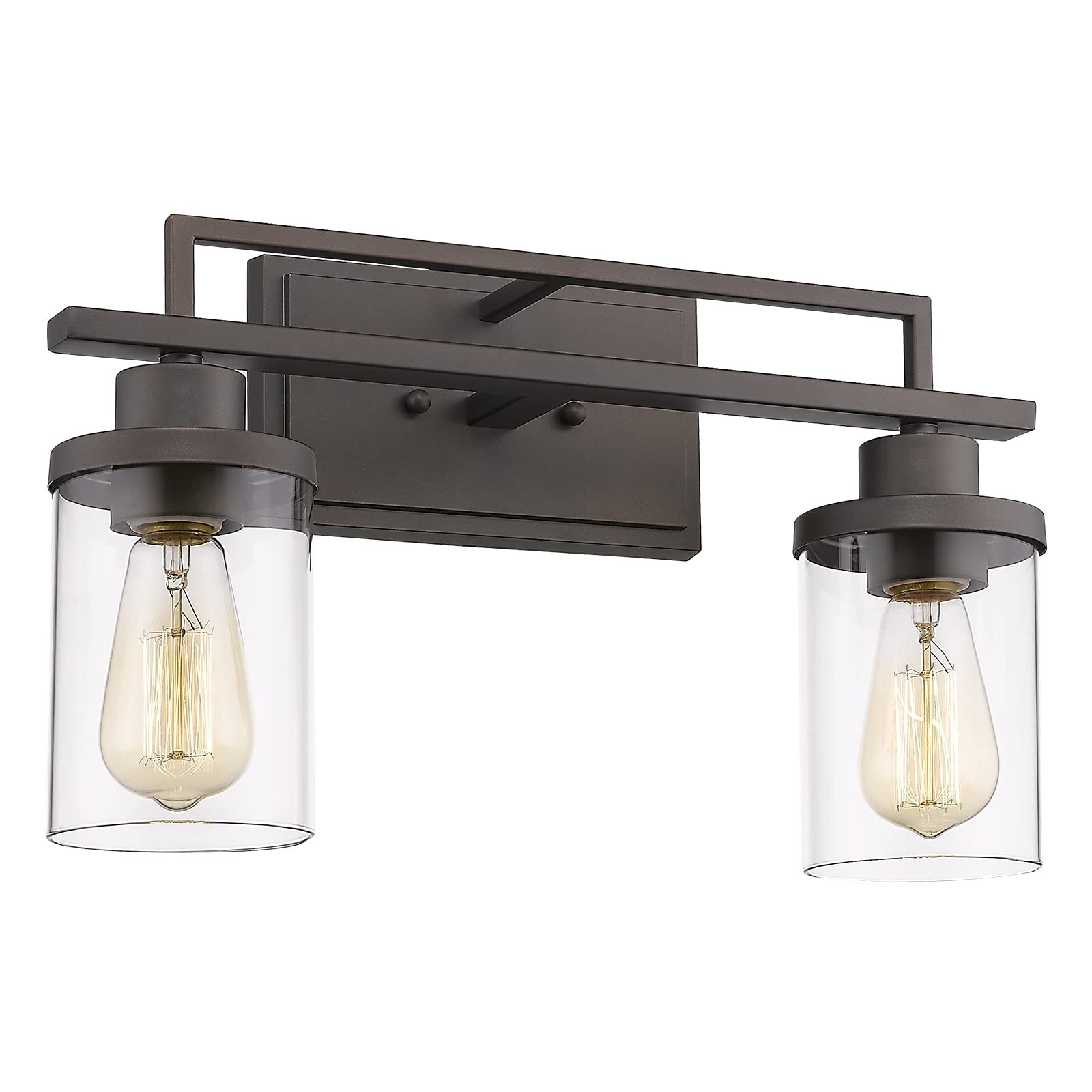 Farmhouse 2-Light Bathroom Vanity Light，Oil Rubbed Bronze Finish with Clear Glass - Mycitystee