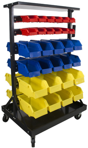 Erie Tools 60 Bin Parts Storage Rack with Locking Wheels for Garage - Mycitystee