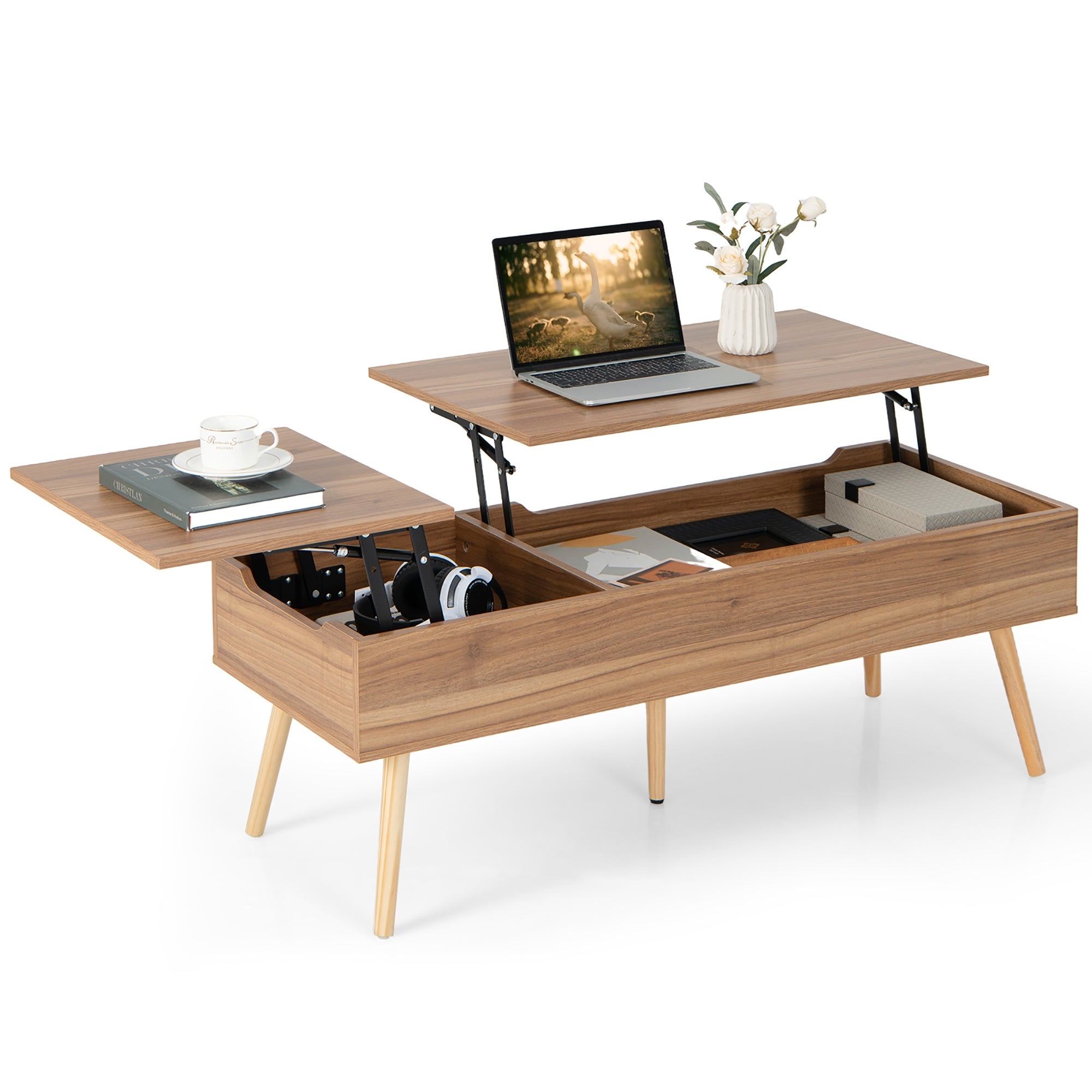 Costway 47'' Lift Top Coffee Table Central Table with Hidden - See Details - Mycitystee