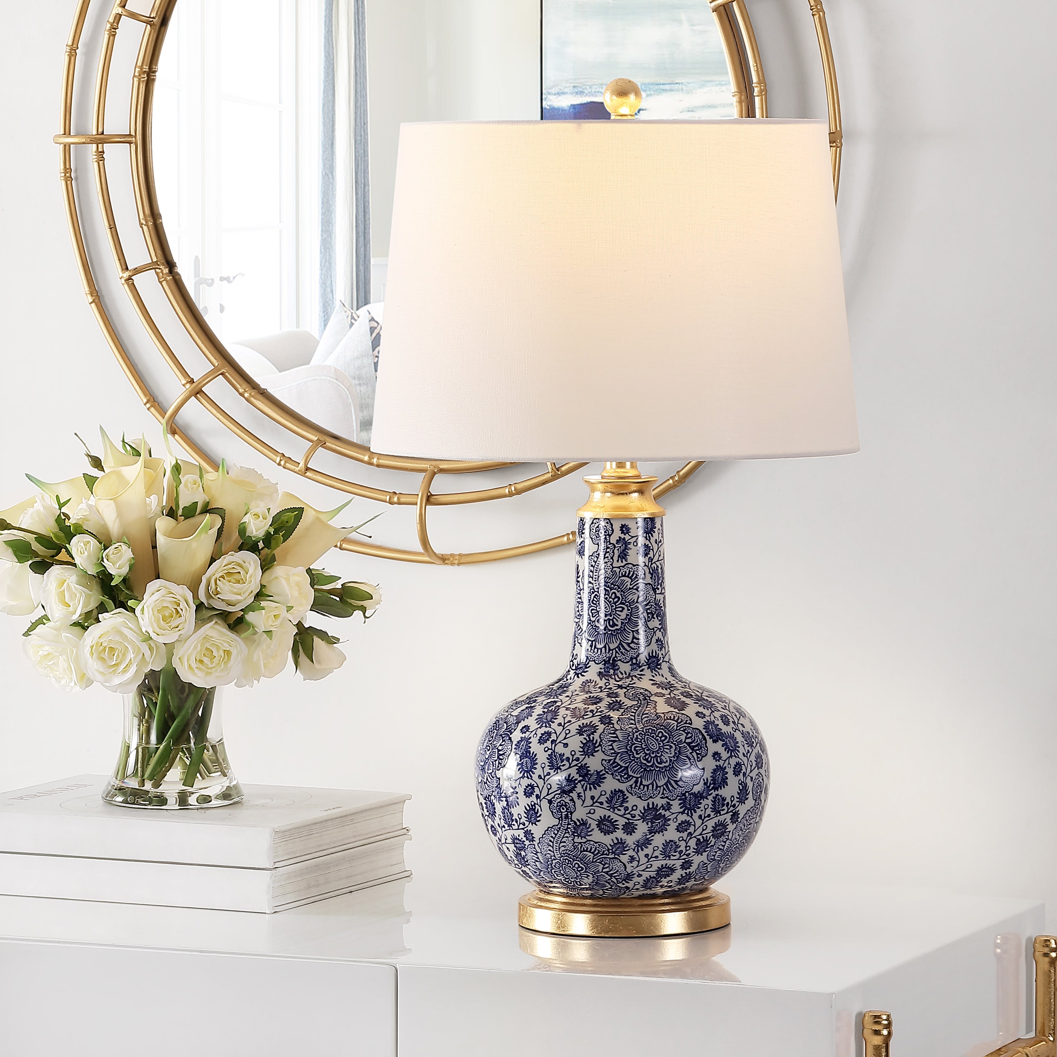 SAFAVIEH Lighting Leia Blue 26-inch Ceramic LED Table Lamp - 15
