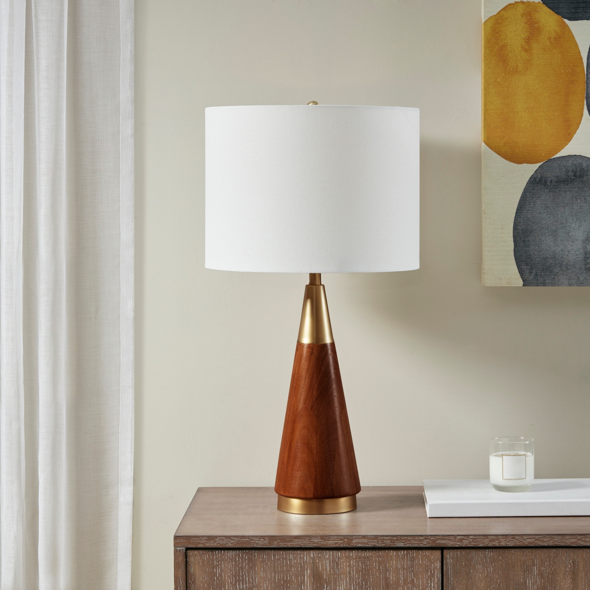 Carson Carrington Chrislie Gold/ Brown Triangular Table Lamp - Mycitystee