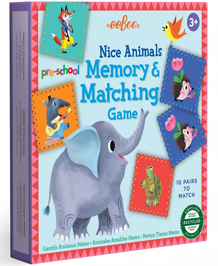 Eeboo Nice Animals Preschool Memory And Matching Game， Ages 3 and more - Mycitystee