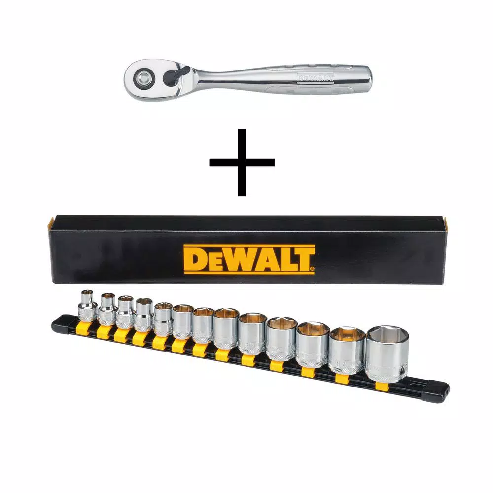 DEWALT 3/8 in. Drive Pear Head Ratchet with Bonus 3/8 in. Drive Socket Set (13-Piece) and#8211; XDC Depot - Mycitystee