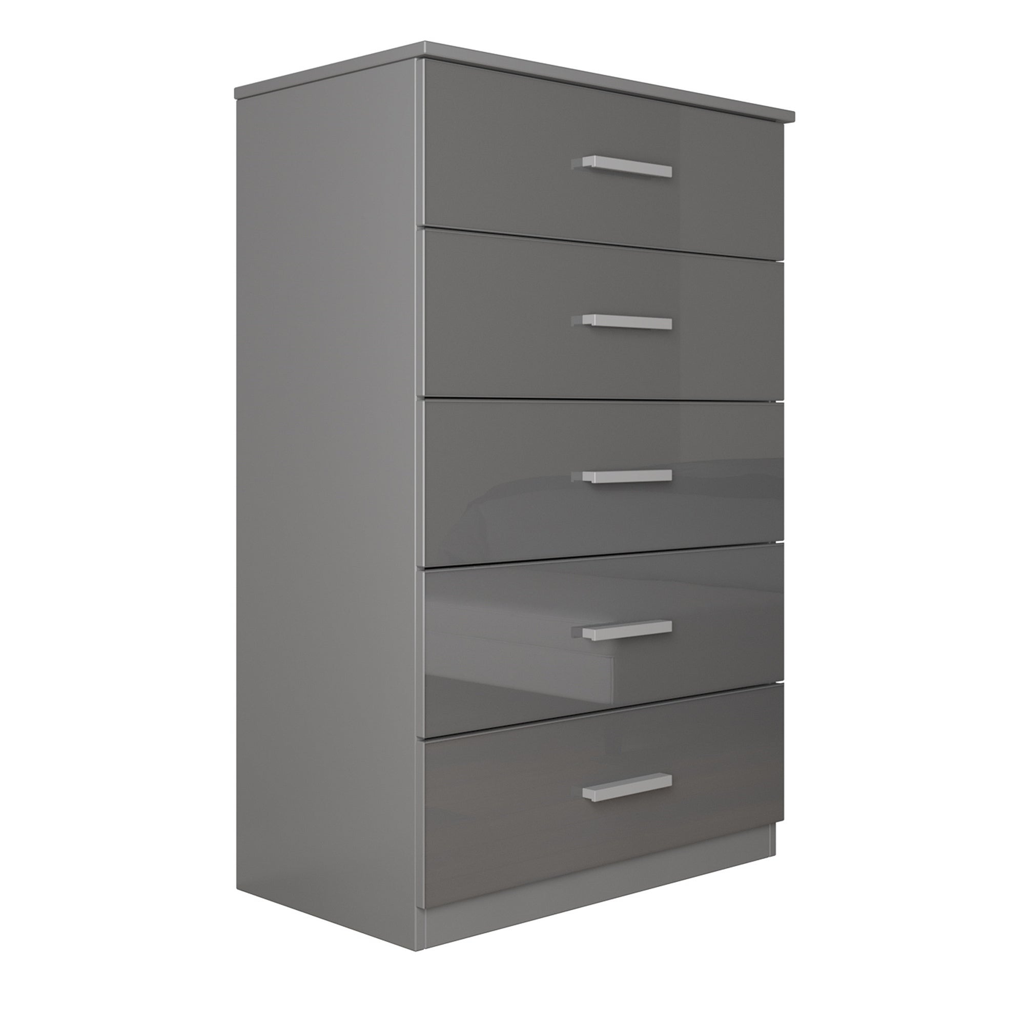 Hanover Glossy Grey Tall 5 Drawer Wooden Chest - - 31000793 - Mycitystee