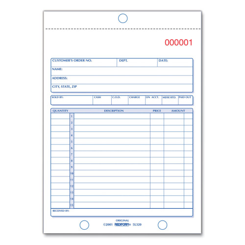 Rediform Sales Book， Three-Part Carbonless， 5.5 x 7.88， 1/Page， 50 Sets/Book (5L350) - Mycitystee