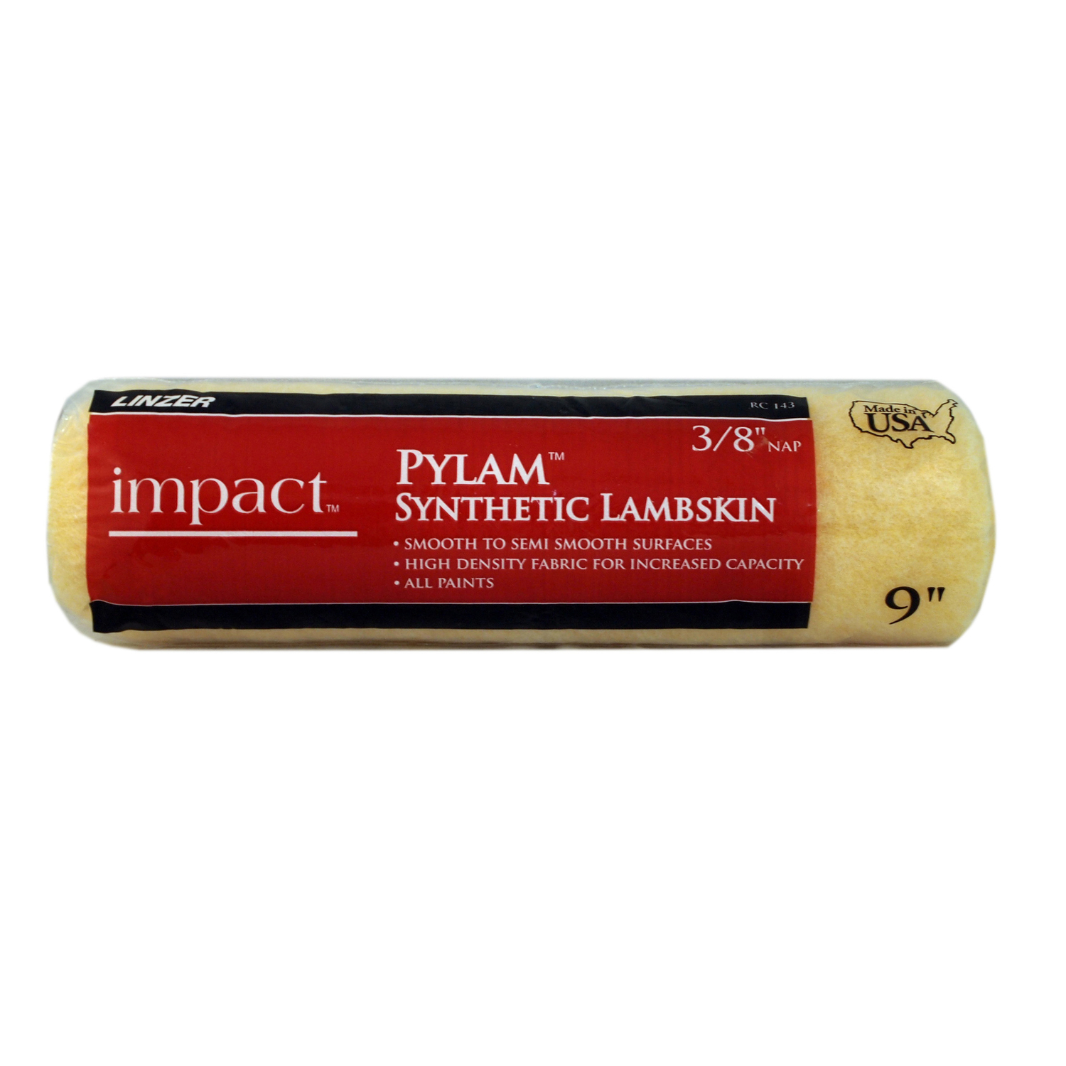 Linzer Impact Pylam Synthetic Lambskin 9 in. W X 3/8 in. Regular Paint Roller Cover 1 pk - Mycitystee