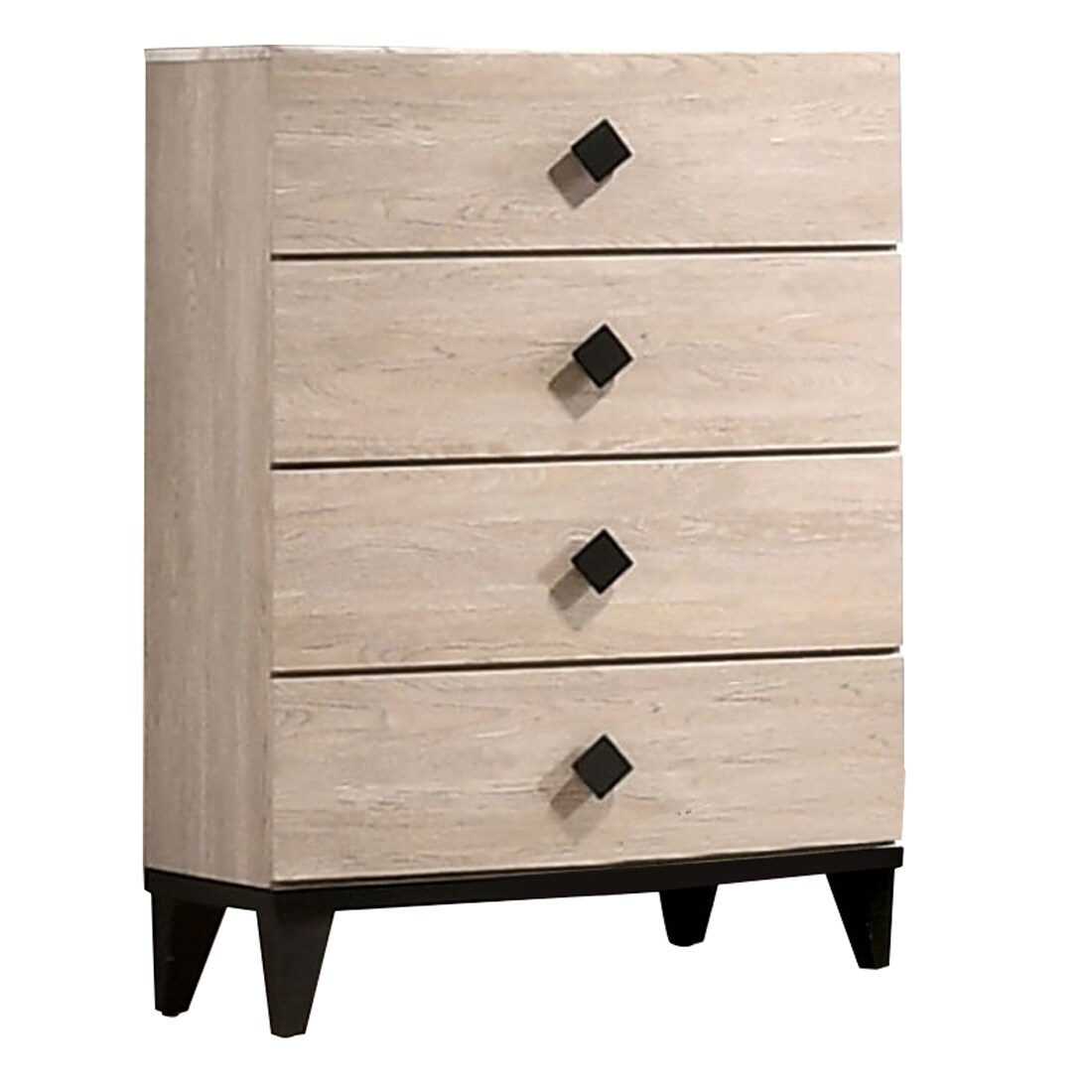 4 Drawer Wooden Chest with Grains and Angled Legs， Cream - - 37170007 - Mycitystee