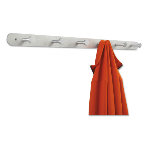 Safco Nail Head Wall Coat Rack， Six Hooks， Metal， 36w x 2.75d x 2h， Satin (4202) - Mycitystee