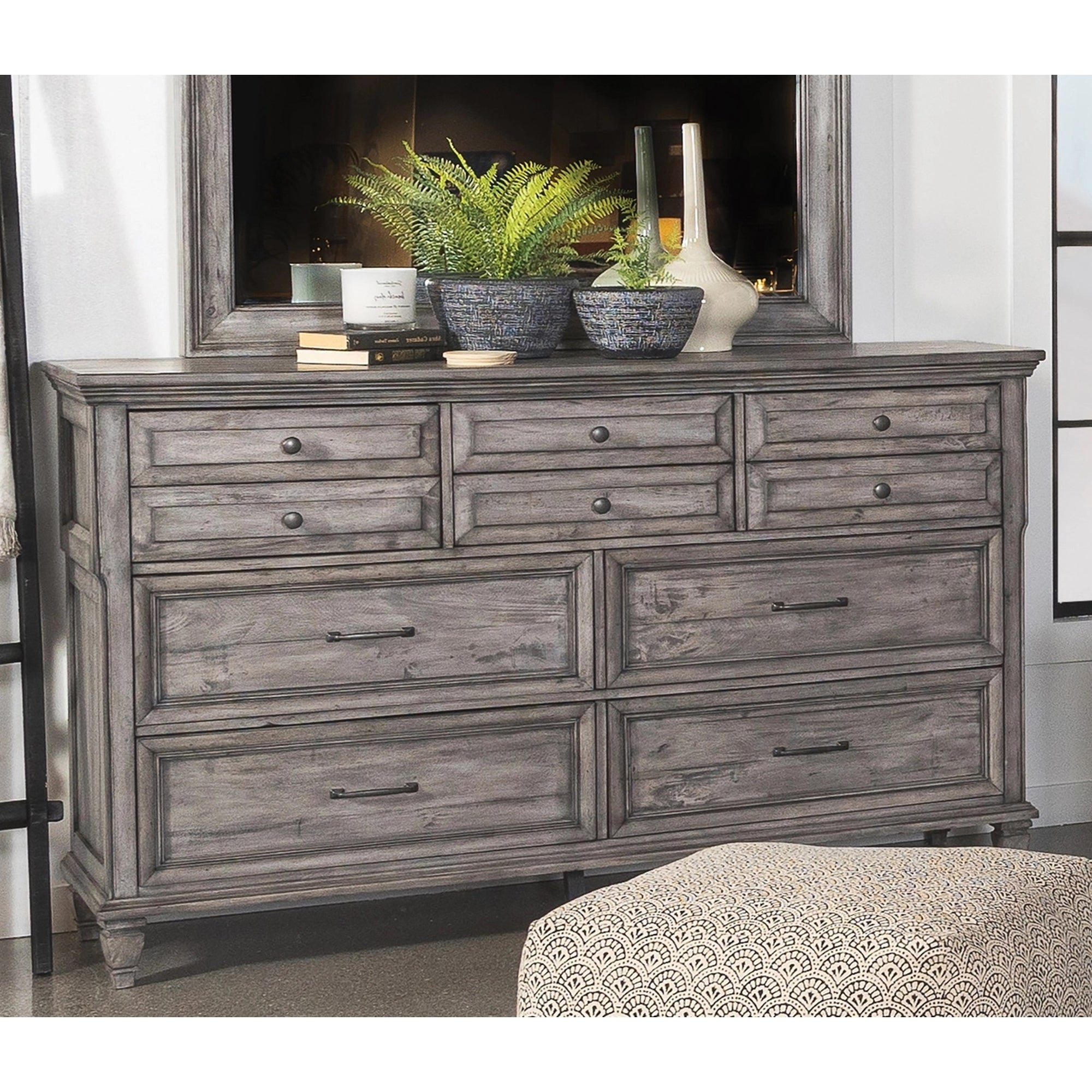 Zahra Rustic Solid Wooden Grey Weathered Space-saving 8 Drawer Dresser - - 37244135 - Mycitystee