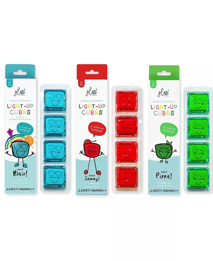Glo Pals Light Up Water Cubes - 12 Cubes of Red， Green Blue - Mycitystee