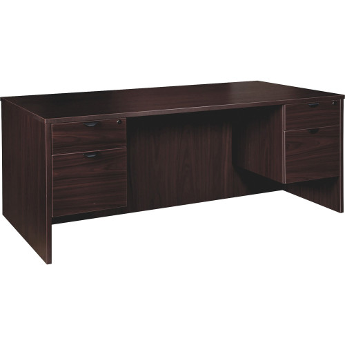 Lorell Prominence 2.0 Espresso Laminate Double-Pedestal Desk - 2-Drawer (PD3672QDPES) - Mycitystee